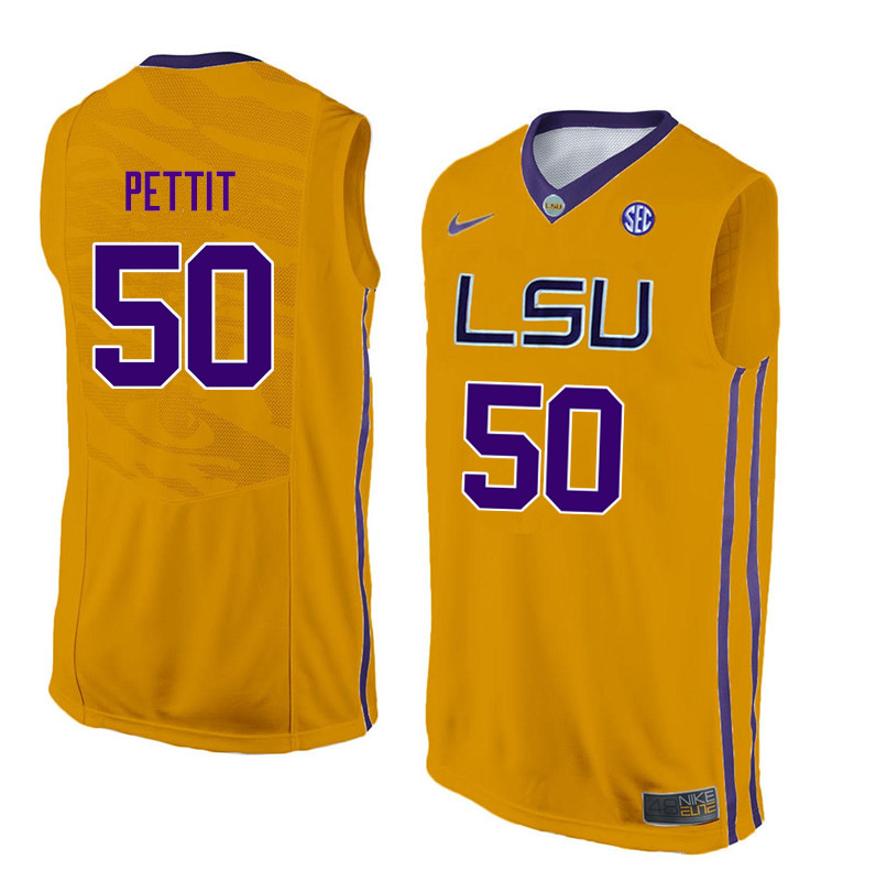 Men LSU Tigers #50 Bob Pettit College Basketball Jerseys-Gold - Click Image to Close